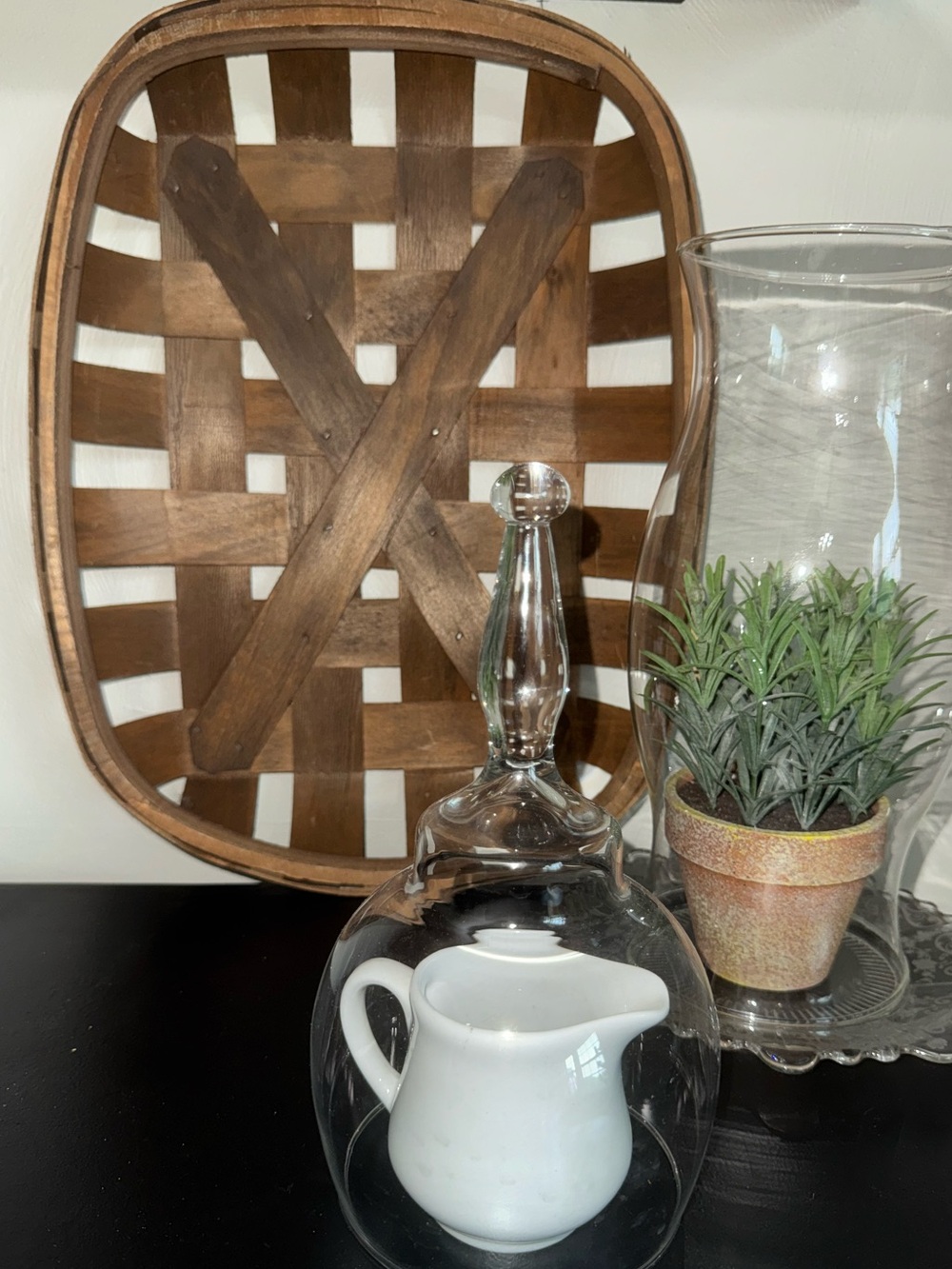 Vintage Woven Wood Tobacco Basket